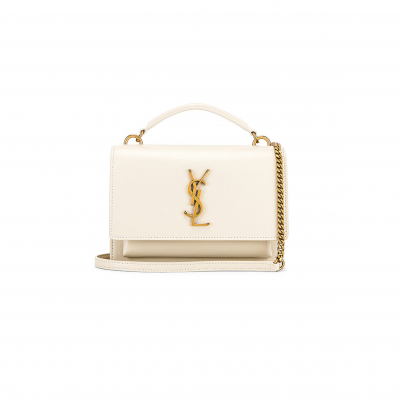YSL SUNSET CHAIN WALLET IN SMOOTH LEATHER WHITE SNT305892 (19*14*5.5cm)